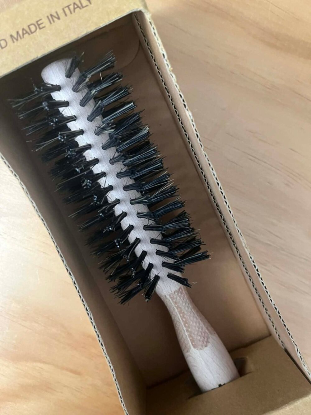 Tek Handmade In Italy Wood Round Hair Brush With Boar Bristles